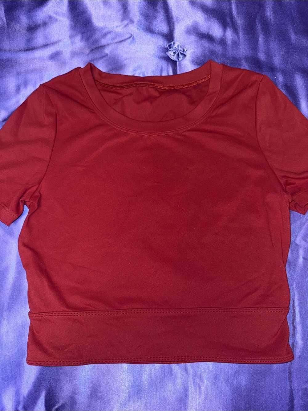 Lorna Jane Red Short Sleeve Crop Top
